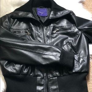 Women black leather jacket